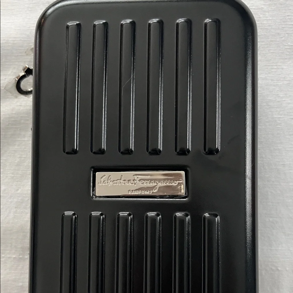 Salvatore Ferragamo Glossy Black Ridged Hard Case